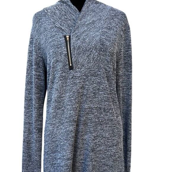 Women’s long sleeve sweater with offset zipper and Shawl collar - Picture 2 of 5